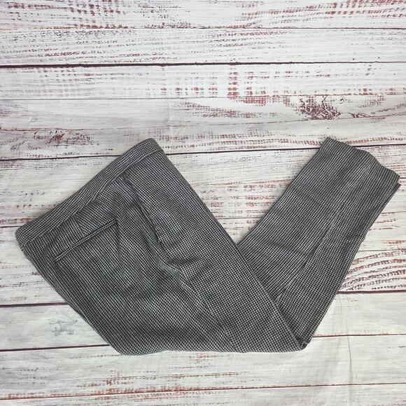 Theory Womens Houndstooth Pants 10 Black Gray Plaid Crop Trousers Academia Twee - Picture 1 of 10